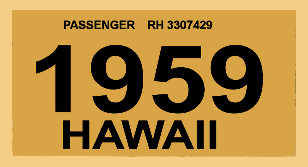 1959 Hawaii Registration Sticker